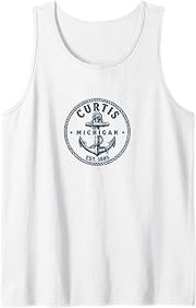 Curtis Michigan Vintage Nautical Anchor Design Tank Top
