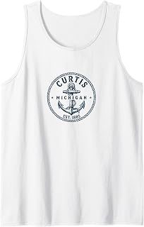 Curtis Michigan Vintage Nautical Anchor Design Tank Top