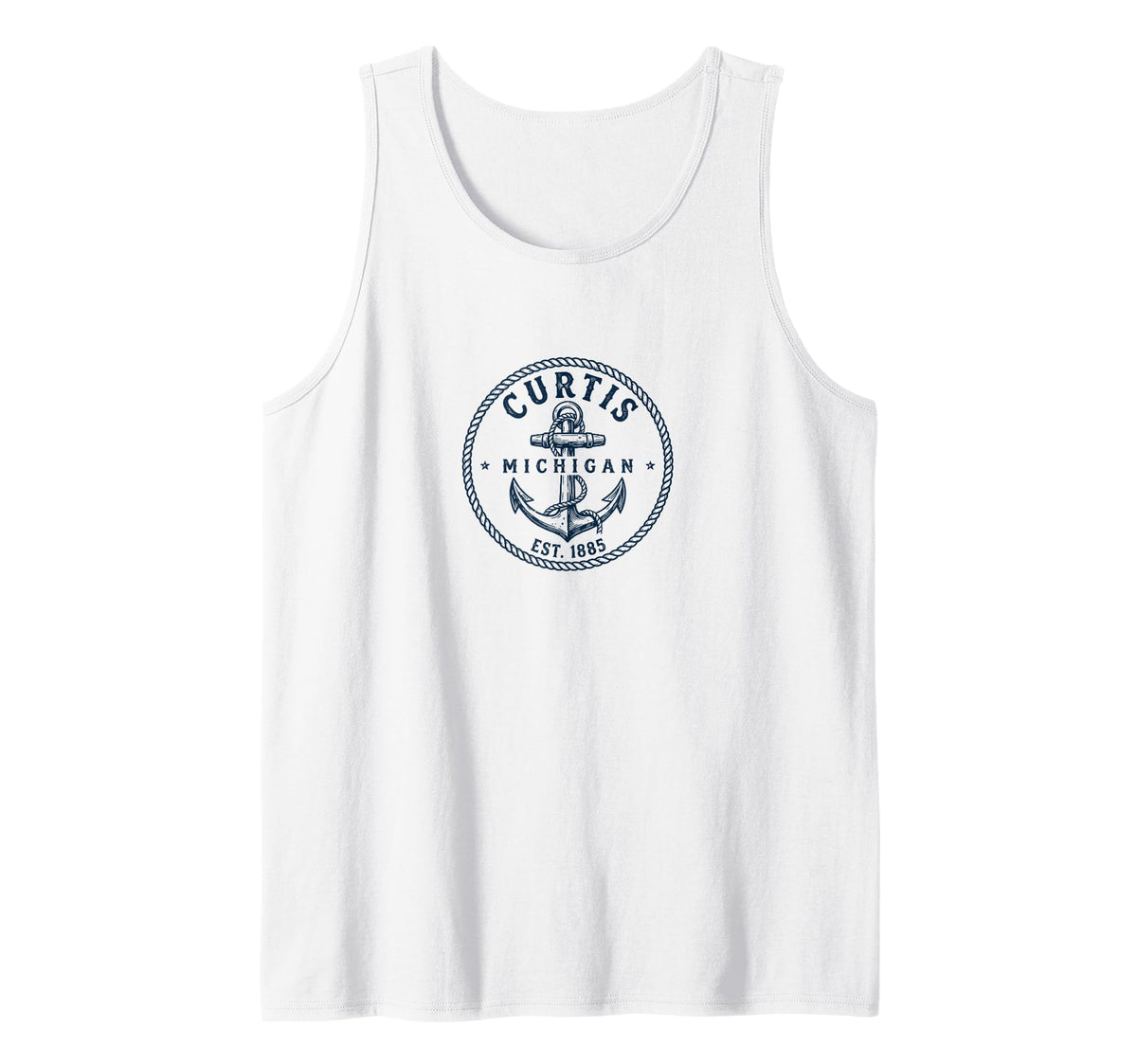 Curtis Michigan Vintage Nautical Anchor Design Tank Top by Coastline Cotton - Curtis Michigan – Black, Model YQ3GHP7WN2M
