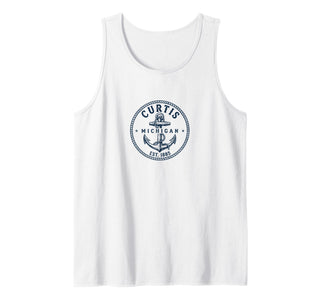 Curtis Michigan Vintage Nautical Anchor Design Tank Top by Coastline Cotton - Curtis Michigan – Black, Model YQ3GHP7WN2M