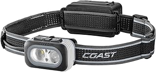 Coast RL20R 1000 Lumen Tri-Color LED Rerchargeable Headlamp with Flood and Spot Beams, Variable Light Control, Fixed Focus, Ultra-Strap, Red/Green Modes