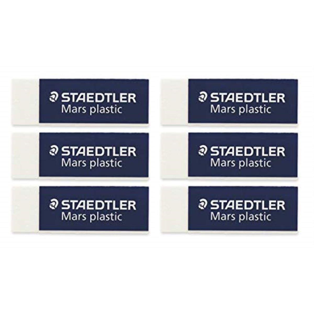 Mars Plastic Eraser (6-Pack) by STAEDTLER – Plastic, Black, Model 52650BK