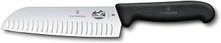 Victorinox Fibrox 7 In. Santoku Knife, Granton Blade, Black
