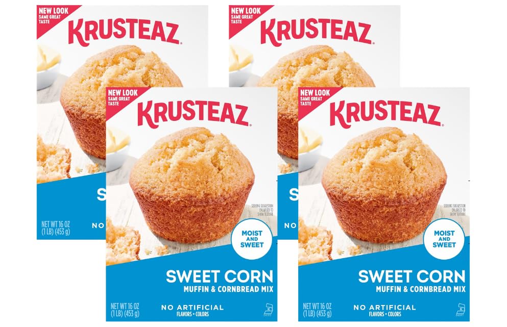 Sweet Corn Muffin & Cornbread Mix by Krusteaz – 16 Ounce (Pack of 4), Pack of 4