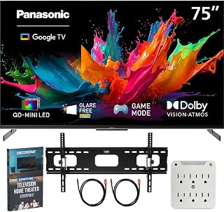 Panasonic 75" W85C 4K 3840x2160 60Hz QD-Mini LED Google TV (2026) Bundle | 2x Deco Gear HDMI Cable + 6-Outlet Surge Adapter + 37" - 100" TV Wall Mount + Deco Gear TV Guide