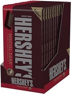 HERSHEY'S SPECIAL DARK Mildly Sweet Chocolate Candy, Individually Wrapped, 6.8 oz Giant Bars (12 Count)