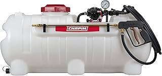 CHAPIN 97500E Made in the USA 25 Gallon Deluxe Dripless ATV/UTV 12 Volt Mounted Spot Sprayer with 5 Inch Wide Mouth, High Performing 12 V Diaphragm Pump and Filtration System, Translucent White