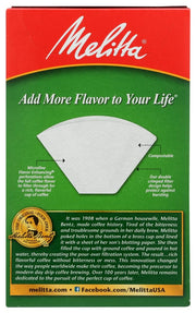 6 cups White Cone Coffee Filter 100 pk (pack of 2) by Melitta – 1 Box, White, Pack of 2, Model 622712
