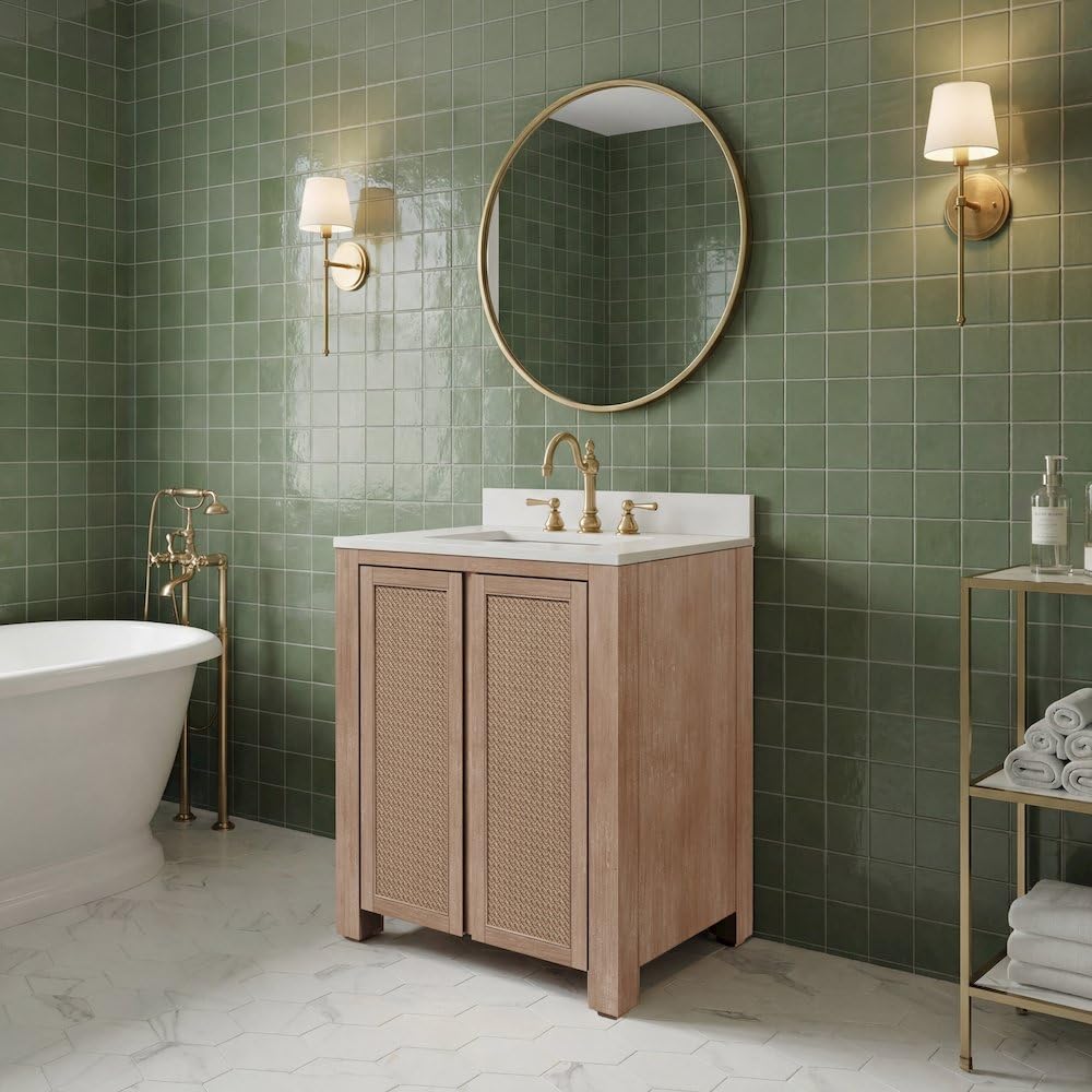 Belmont 30 in. Single Sink Pre-Assembled Transitional Style Bathroom Vanity by Water Creation – 30" Width, Wood, Toffee Latte
