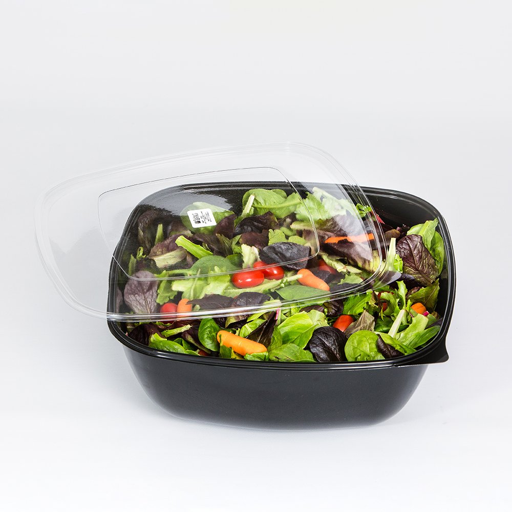 FreshPack Flat Lid for 320 oz Square Bowl - 25 / CS by Sabert – 320 oz, Polyethylene Terephthalate, Clear, Model 54320