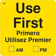 DayMark Safety Systems IT112439 "USE FIRST" Dissolvable Label, 2" x 2" (Roll of 250) - Yellow