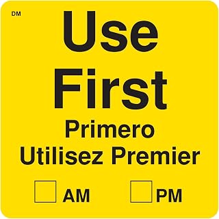 DayMark Safety Systems IT112439 "USE FIRST" Dissolvable Label, 2" x 2" (Roll of 250) - Yellow