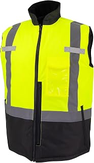 Radians SJV41B Unisex Class 2 High Visibility Reversible Insulated Safety Vest with Color Blocking, Green/Black, Size 4X
