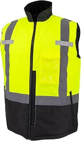 Radians SJV41B Unisex Class 2 High Visibility Reversible Insulated Safety Vest with Color Blocking, Green/Black, Size 5X