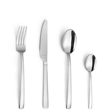 Pontis 24-Piece Cutlery Set for 6 People by Amefa – Alloy Steel, Silberfarbe, Pack of 24, Model 1404