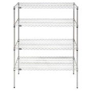 Shelving Unit with 4 Shelves Silver Wire - 48" L x 24" W x 63" H by HUBERT – Alloy Steel, Silver, Model K2448-3TA
