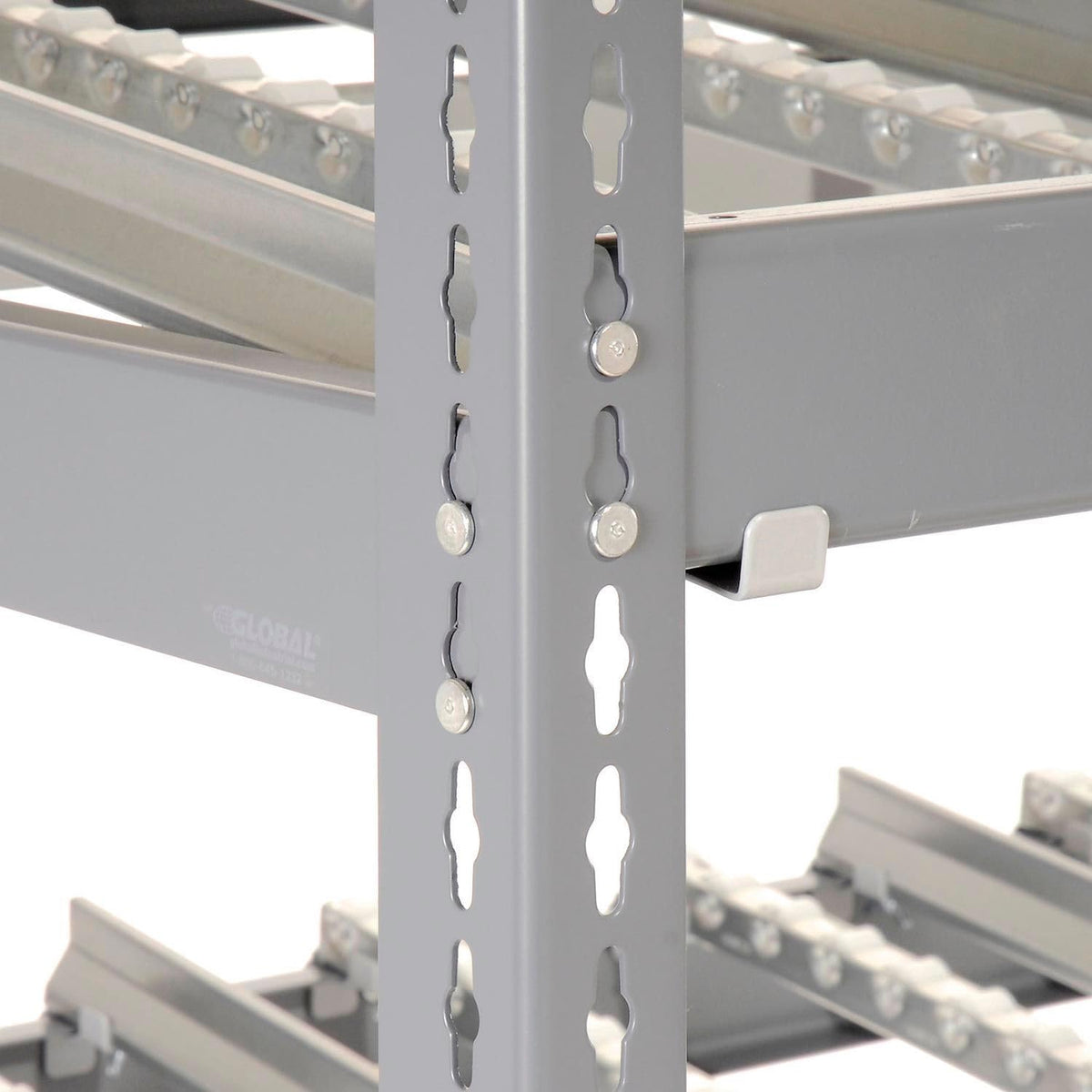 4 Level Single Depth Gravity Flow Carton Rack by Global Industrial – 48"L x 96"W x 84"H, Alloy Steel, Grey, Model 184058