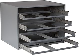 Durham 303-95 Gray Cold Rolled Steel Easy Glide Slide Rack for 4 Large Compartment Box, 20" Width x 15" Height x 15-3/4" Depth