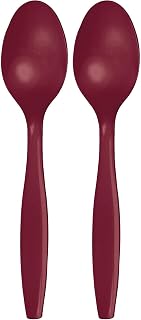 Creative Converting Burgundy Red Disposable Plastic Spoons Party Supplies, 7" (Pack of 2)