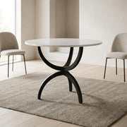 Dining Table with 40-Inch Round White Marble Top by Starlight Canyon Home – 40 inch diameter, 30 inch height, Metal, White