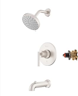 Pfister Capistrano Tub & Shower Trim Kit 1-Handle Multi-Function Shower Head with Valve and Cartridge Spot Defense Brushed Nickel Finish Water-Efficient 8P8WS2CSOSGS