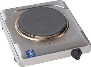 Cadco KR-S2 Portable Electric Hot Plate, 1500W Cast Iron Single Burner