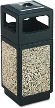 Safco Canmeleon Trash Can, 15 Gallons, Indoor and Outdoor Use, Durable & Weather-Resistant Commercial Garbage Can with Ashtray and Stone Panels, Black