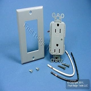 Leviton 5280-GY 15-Amp, 125V, Decora Plus Duplex Surge Suppressor Receptacle, Straight Blade, Industrial Grade, Self Grounding, 10 Pack, Graygray