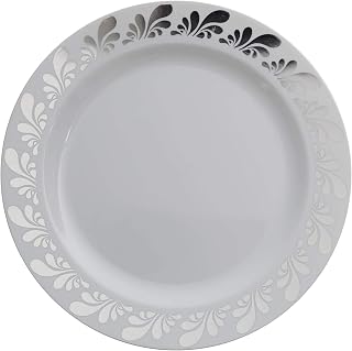 14 oz Silver Splash Design Soup Premium Plastic Wedding Bowls (40 Pack) China-Like