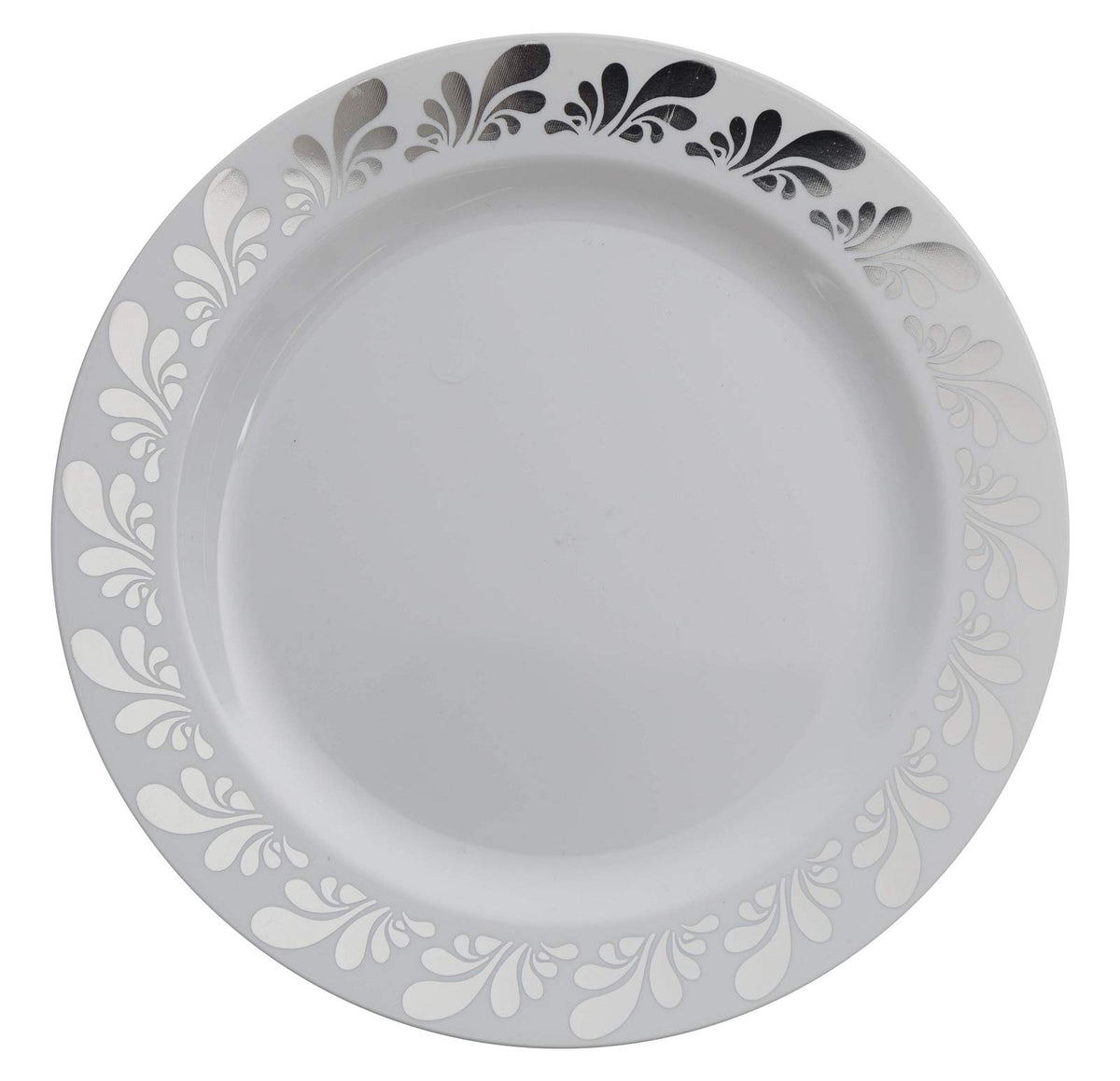 14 oz Silver Splash Design Soup Premium Plastic Wedding Bowls (40 Pack) China-Like by Exquisite – 14 oz (Bowl), 14 ounces, Plastic, Silver/White, Model unknown