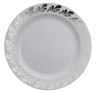 14 oz Silver Splash Design Soup Premium Plastic Wedding Bowls (40 Pack) China-Like by Exquisite – 14 oz (Bowl), 14 ounces, Plastic, Silver/White, Model unknown