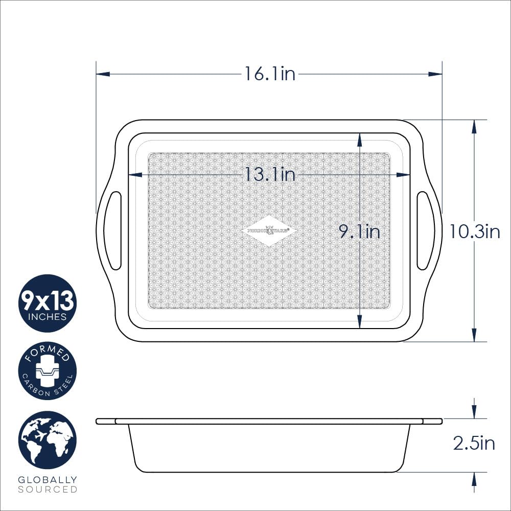 Treat Rectangular Cake Pan by Nordic Ware – 9x13, 4.5 liters, Carbon Steel, Light Champagne, Model 12509