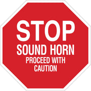 Stop Sound Horn Proceed With Caution Sign by Brady – 18"H x 18"W, Polystyrene, White/Red, Model 124507
