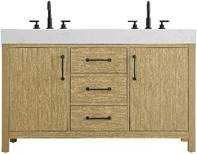 Elegant Kitchen and Bath 54" Double Bathroom Vanity in Honey Brown