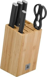 WMF Kineo Knife Block with Knife Set, 6 Pieces, Made in Germany, 4 Knives, Kitchen Scissors, Bamboo Block, Performance Cut, Specially Hardened Steel
