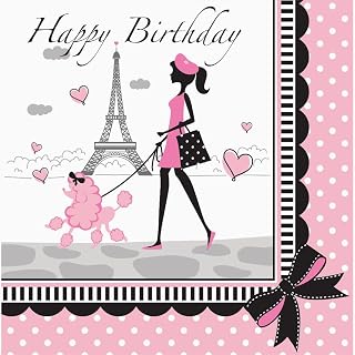 Creative Converting Party in Paris Happy Birthday Lunch Napkins 18 Per Pack