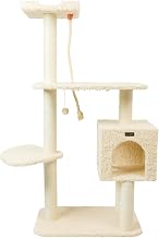Armarkat Faux Fur Covered Cat Scratching Real Wood Furniture 57" Beige A5708