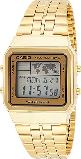 Casio A500WGA-9D Men's Vintage Collection Gold Tone Alarm Chronograph World Time Digital Watch