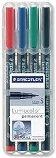 STAEDTLER 313 Lumocolor Pen Permanent Superfine 0.4mm Assorted Ref 313WP4 [Wallet 4]