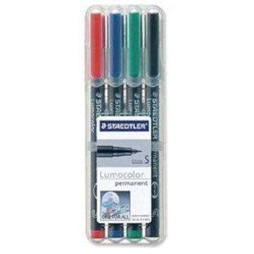 313 Lumocolor Pen Permanent Superfine 0.4mm Assorted Ref 313WP4 [Wallet 4] by STAEDTLER – 1 Count (Pack of 4), Plastic, black, Model 43230-11692