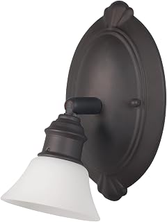 Canarm ICW217A01ORB10 Addison 1-Light Wall Mount Light with Flat Opal Glass Shades, Oil Rubbed Bronze