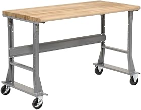 Global Industrial Mobile Fixed Height Workbench, Maple Block Safety Edge, 72" W x 36" D, Gray