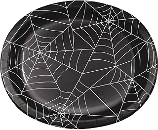 Creative Converting Spider Webs 12-Inch Oval Paper Plates 8 Pack