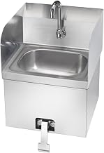 Krowne HS-41 Hand Sink With Knee Pedal Valve, Side Splashes and Mount Gooseneck Faucet, 16"W x 15"D x 19-1/2"H Overall, 12-1/2" Wide x 9-3/4" Front-to-Back x 6" Deep Bowl