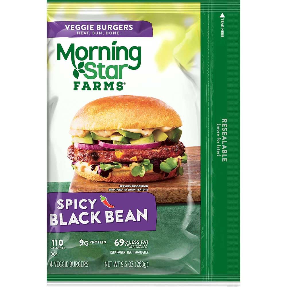 Spicy Black Bean Veggie Burgers by MorningStar Farms – 9.5 Ounce (Pack of 8), Pack of 8