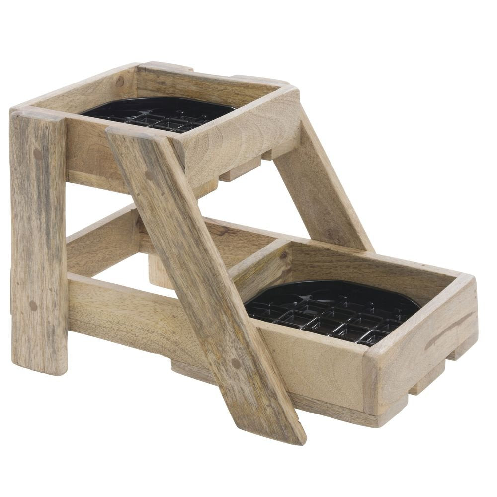 Carafe Holder 2-Tier Mango Wood - 8 3/16" L x 13 13/16" W x 9 5/8" H by HUBERT – Wood, Brown, Model 80348+40937