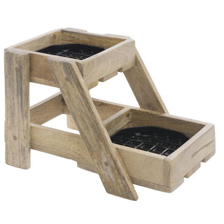 Carafe Holder 2-Tier Mango Wood - 8 3/16" L x 13 13/16" W x 9 5/8" H by HUBERT – Wood, Brown, Model 80348+40937