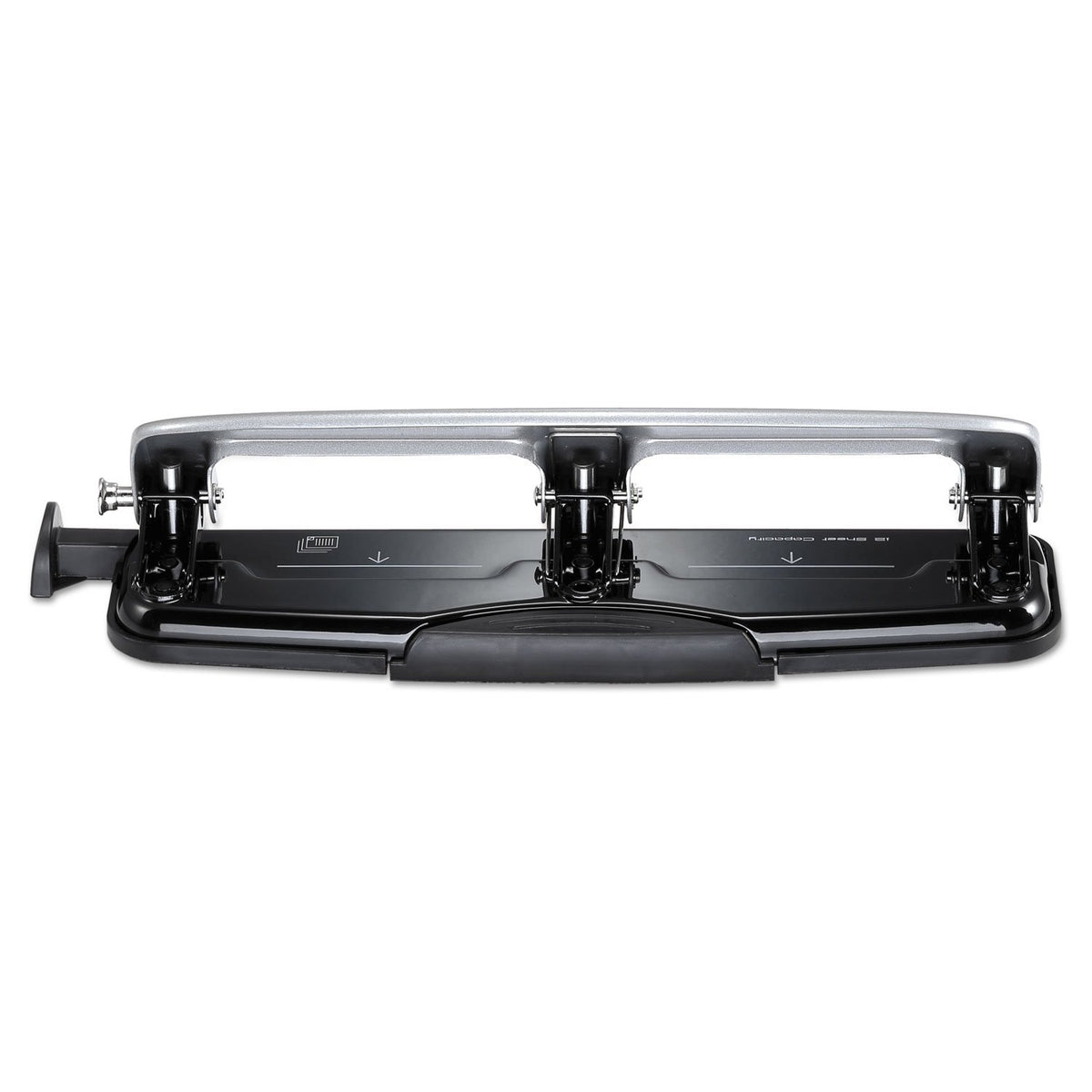 Office inPRESS 12 Reduced Effort Three-Hole Punch by Bostitch – 12 Sheet Black, Metal, Silver/Black, Model 2101