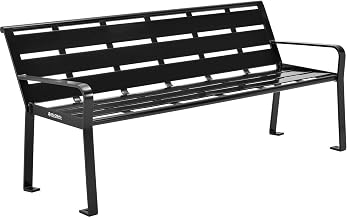 Global Industrial 6' Outdoor Park Bench with Back, Horizontal Steel Slats