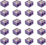 Baumgartens Dual Hole Plastic Pencil Sharpener, Assorted Colors, Pack of 20